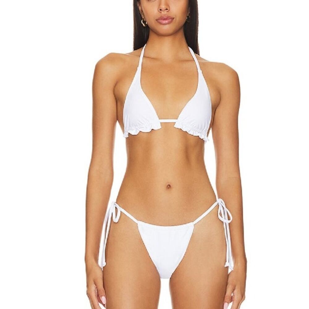 Superdown - Anneke Halter Tie Bikini Top in White - Picture 3 of 3
